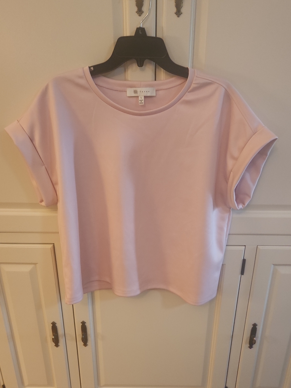 Fever Light Pink Boxy Short Sleeve Tee Large